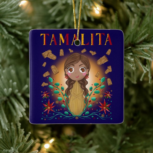 Tamalita Tamal Zia Flowers Tamales Ceramic Ornament (Tree)