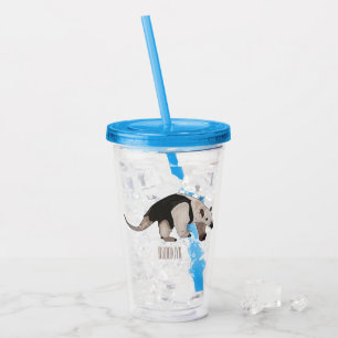 Tamandua cartoon illustration acrylic tumbler