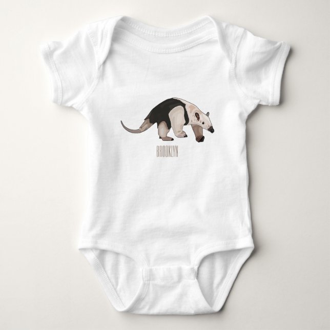 Tamandua cartoon illustration baby bodysuit (Front)