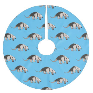 Tamandua cartoon illustration brushed polyester tree skirt