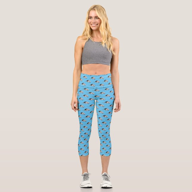 Tamandua cartoon illustration capri leggings (Front)