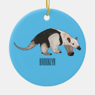 Tamandua cartoon illustration ceramic tree decoration