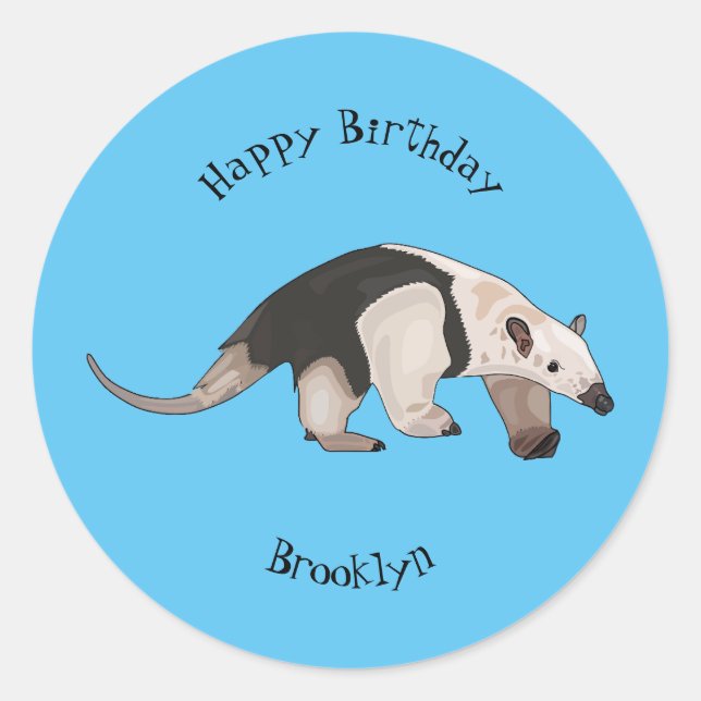 Tamandua cartoon illustration classic round sticker (Front)