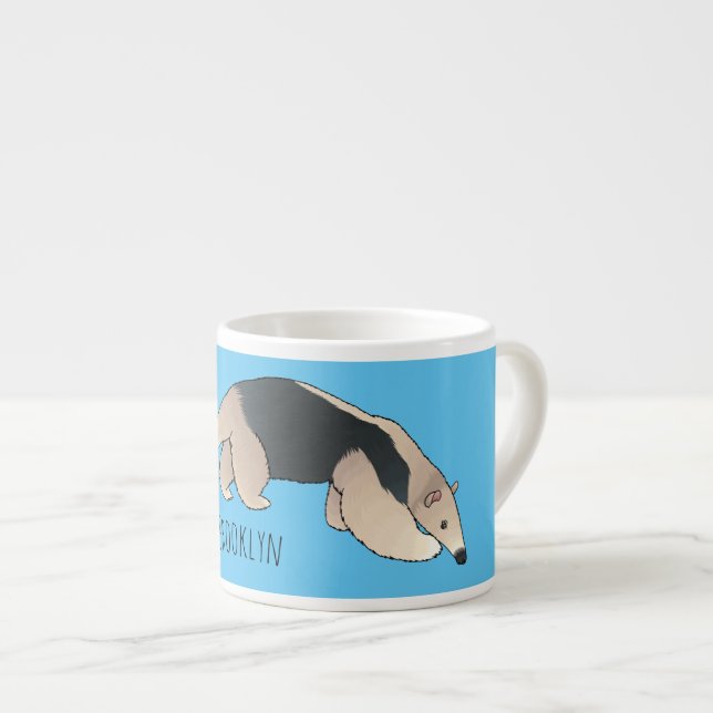 Tamandua cartoon illustration  espresso cup (Front Right)