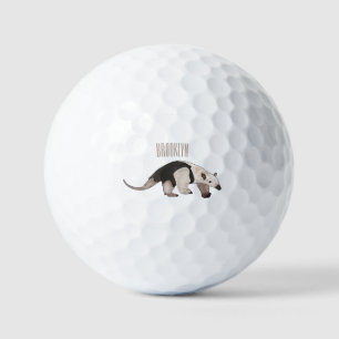 Tamandua cartoon illustration golf balls