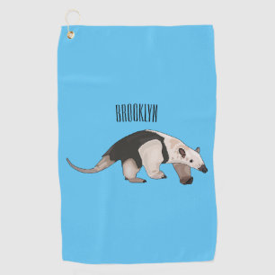Tamandua cartoon illustration golf towel