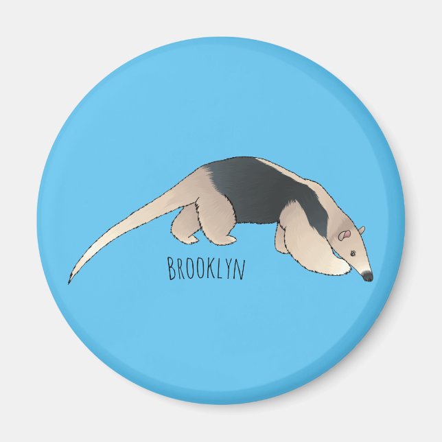 Tamandua cartoon illustration magnet (Front)