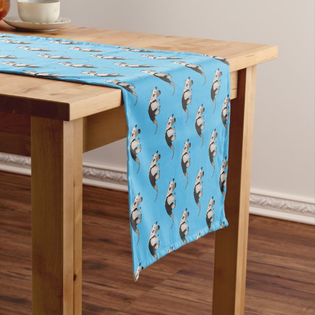 Tamandua cartoon illustration short table runner (In Situ)