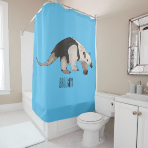 Tamandua cartoon illustration shower curtain