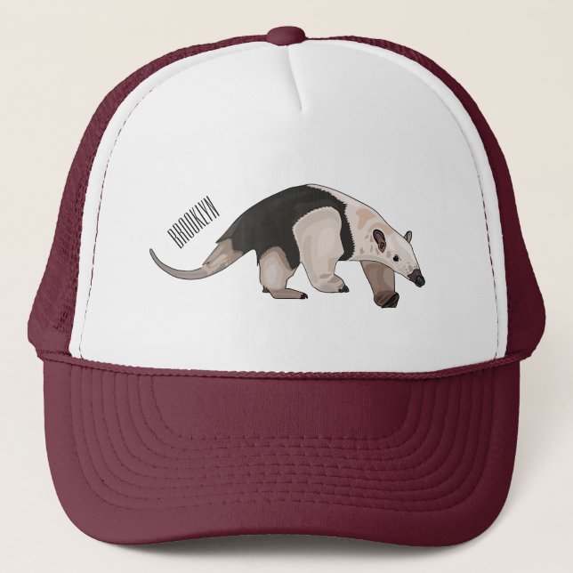 Tamandua cartoon illustration trucker hat (Front)