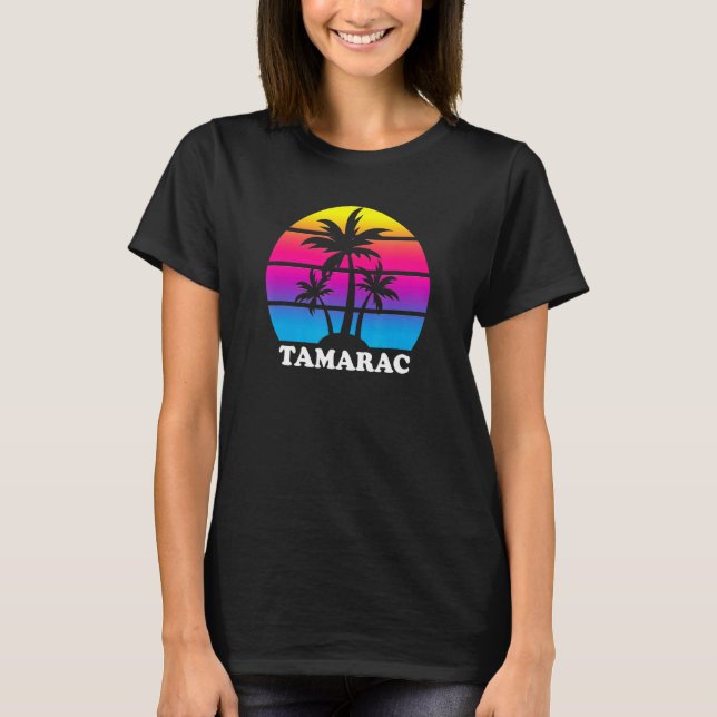 Tamarac Florida Retro Palm Tree Sunset Vacation Be T-Shirt (Front)