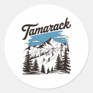 Tamarack Idaho Ski Resort Skiing Skier 2 Classic Round Sticker