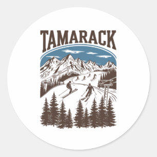 Tamarack Idaho Ski Resort Skiing Skier Classic Round Sticker