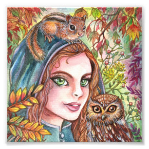 Tamer in Autumn Woods Photo Print
