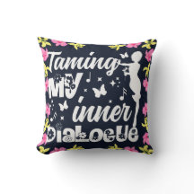 Taming My Inner Dialog Floral Border Cushion