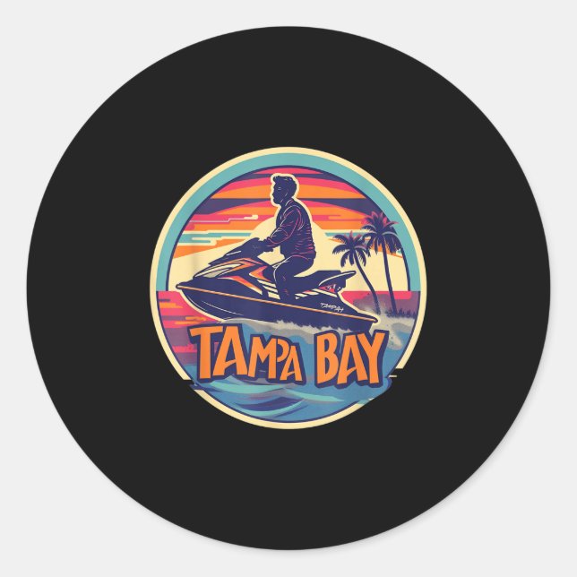Tampa Bay Florida Jetski Boating Water Gulf Waters Classic Round Sticker (Front)