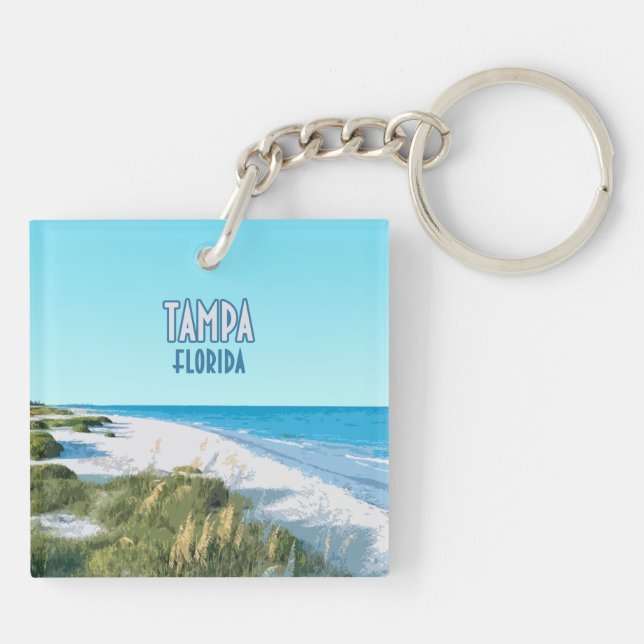 Tampa Beach Florida Vintage Key Ring (Back)