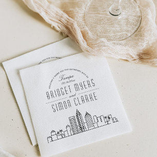 Tampa Deco Skyline Wedding Event Napkin