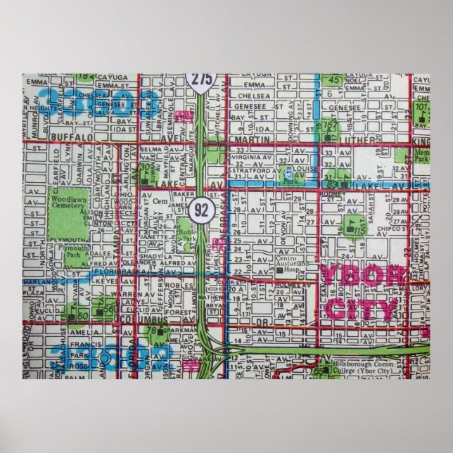 Tampa, FL Vintage Map Poster (Front)