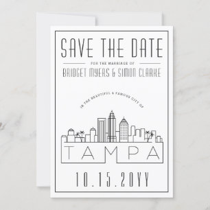 Tampa, Fl Wedding Stylised Skyline Save the Date Invitation