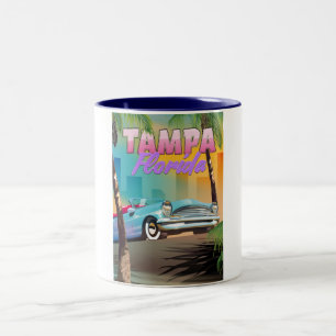 Tampa Florida beautiful travel poster. Two-Tone Coffee Mug