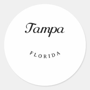 Tampa Florida Black Font Classic Round Sticker