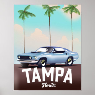 Tampa Florida car travel poster