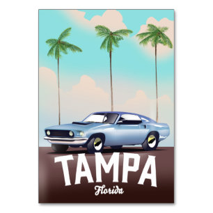 Tampa Florida car travel poster Magnet Table Number