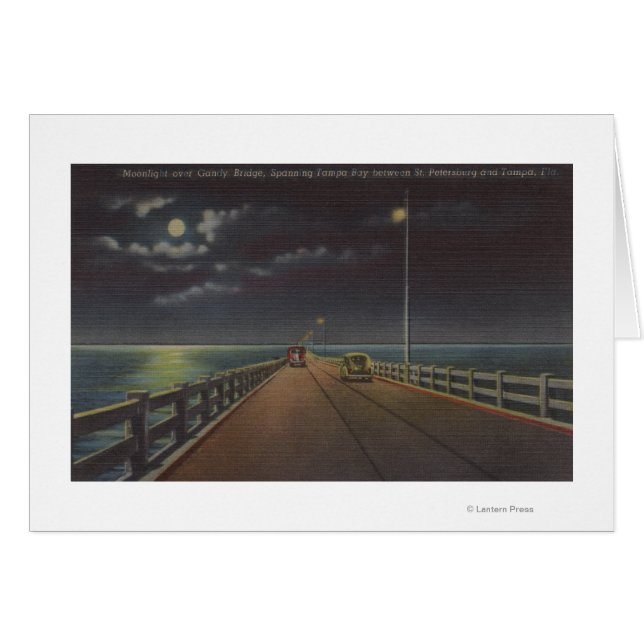 Tampa, Florida - Moonlit View of Gandy Bridge (Front Horizontal)