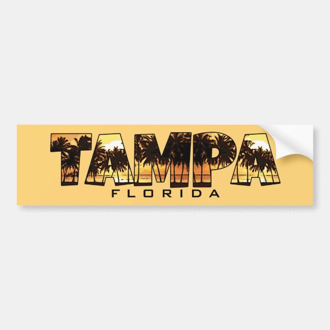 Tampa Florida palm trees bumper sticker (Front)