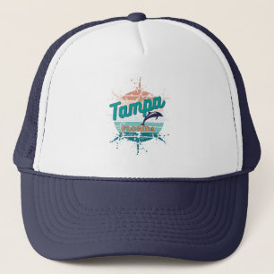 Tampa Florida Retro Vintage Exploding Sunset Trucker Hat