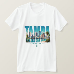 Tampa Florida Skyline City Name Coastal Travel T-Shirt