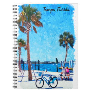 Tampa Florida Summer Watercolor Painting  Notebook