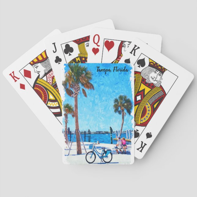 Tampa Florida Summer Watercolor Painting  Playing Cards (Back)
