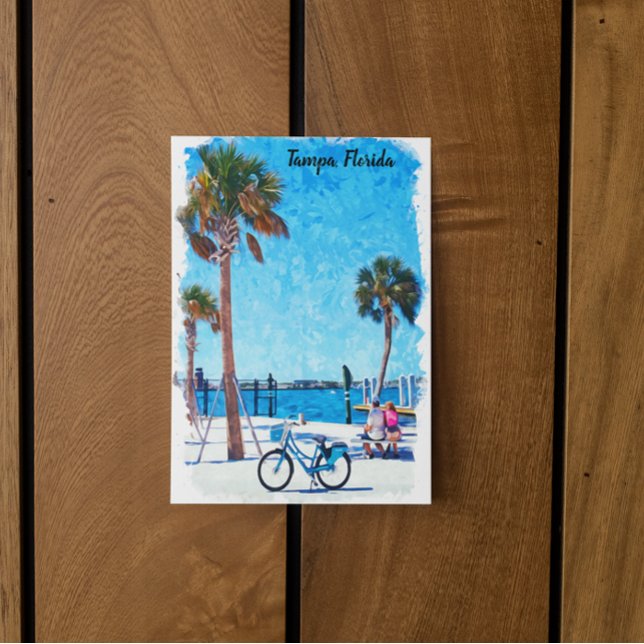 Tampa Florida Summer Watercolor Painting  Postcard (tampa florida watercolor postcard)