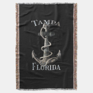 Tampa Florida Vacation Nautical Anchor Sailing Throw Blanket