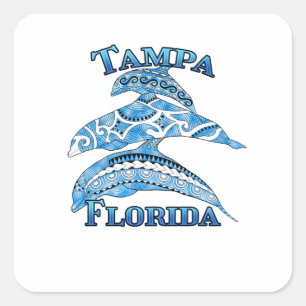 Tampa Florida Vacation Tribal Dolphins Square Sticker