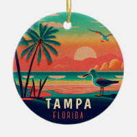 Tampa Florida Vintage Seagull Sunset Souvenirs