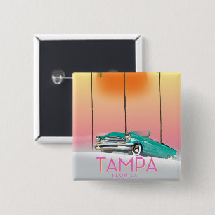 Tampa Florida Vintage style travel poster 15 Cm Square Badge