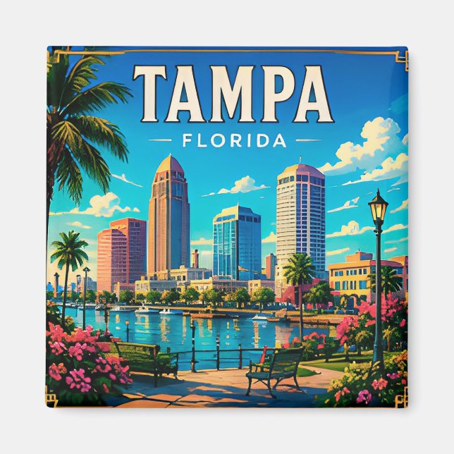 🌴 Tampa Florida Waterfront And Skyline Magnet (Front)