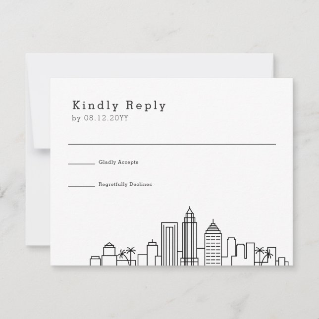 Tampa, Florida Wedding | Stylised Skyline RSVP Card (Front)