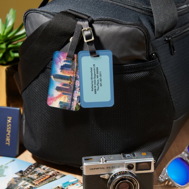 Tampa Skyline Abstract Art Luggage Tag (Front & Back)