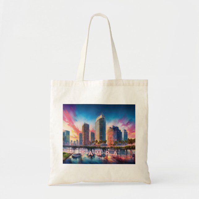Tampa Skyline Abstract Art Tote Bag (Front)