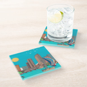 Tampa Skyline Florida USA Glass Coaster