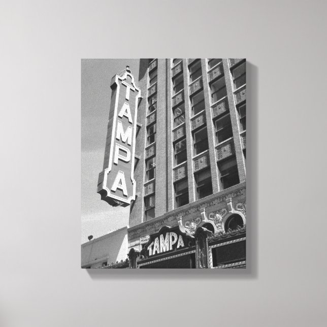 Tampa Theatre Theatre Black and White Photo Canvas Print (Front)