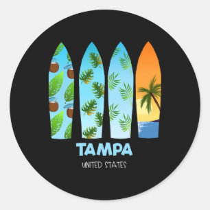 Tampa United States Surfing Surfboard Classic Round Sticker