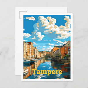 Tampere Finland Travel Vintage Illustration Postcard