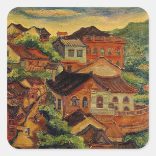 Tamsui & Chen Cheng-Po /Taiwan vintage art Square Sticker