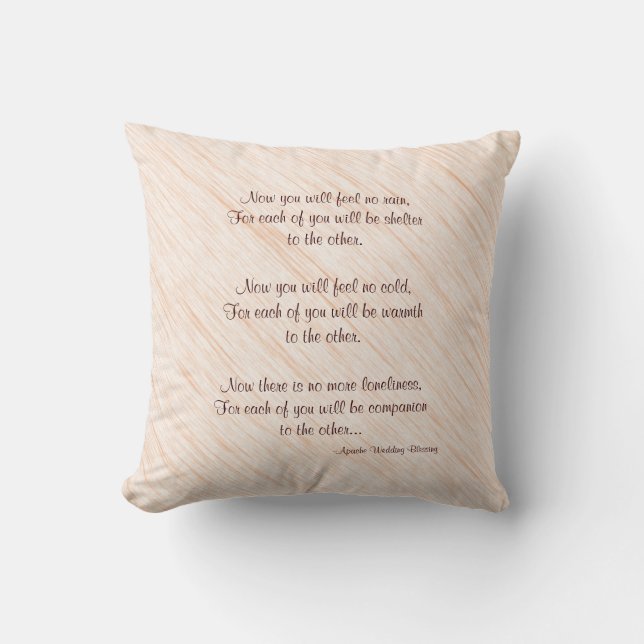 Tan 16" Square Pillow Apache Blessing Wedding Gift (Front)