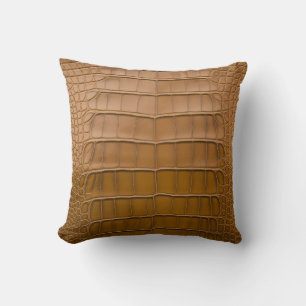 Tan Alligator Pattern Home Decor Cushion